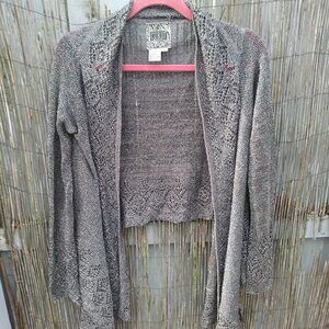 Curio Metallic Sheer Cover Up Shawl Crocheted Sweater - S